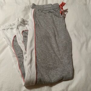 P.J. Salvage Jogger Style Pajama Bottoms - Size SMALL. Grey/White with Orange.